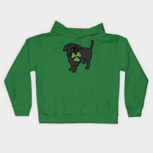 Dog Holding Shamrock for St Patricks Day Kids Hoodie